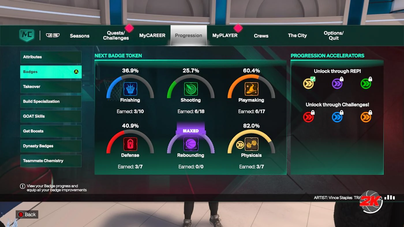 Bouncy PlayShot badge categories showing 21 of 59 earned tokens