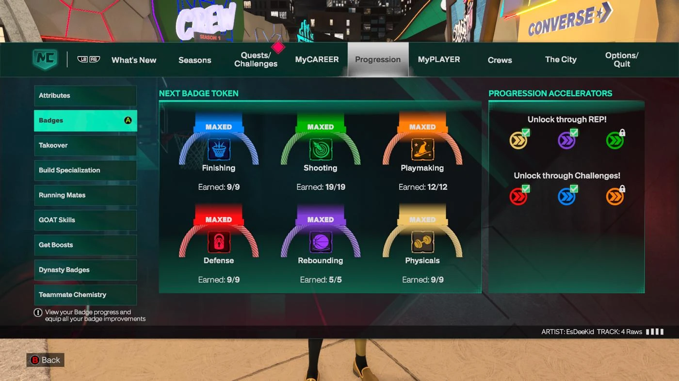 All 63 of 63 badge tokens earned on the 95 OVR main build