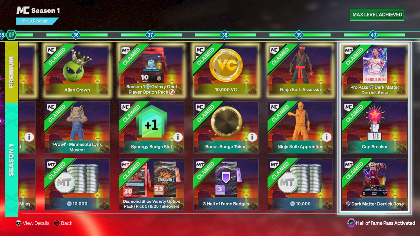 Historical Season 1 Level 40 and completed Hall of Fame Pass