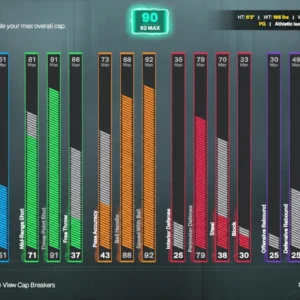 90 current and 92 maximum OVR Athletic Iso Sniper, 7,298 VC; gamertag obscured